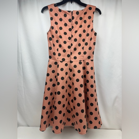 Ixia Retro Sleeveless Boat Neck Ruched Top Fit & Flare Polka Dot Dress In Size M - Picture 4 of 7